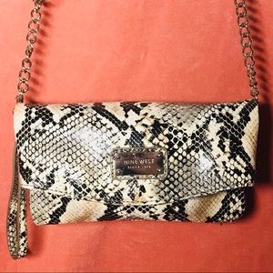S O L DNine West Crossbody Purse In Faux Snakeskin